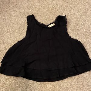 Cropped Black Layered Tank